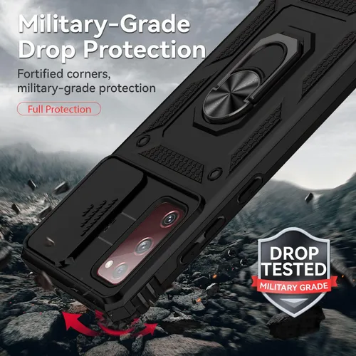 Miniatura 5 de Funda para Samsung Galaxy S20 FE 5G con cubierta para lente de cámara, protector de pantalla HD, soporte de anillo magnético probado contra caídas