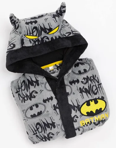 Miniatura 3 de DC Comics Batman Dressing Gown Boys Kids Grey Dark Knight Pjs Bathrobe