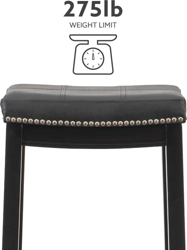 Miniatura 6 de Linon Claridge Taburete de bar, de 32 pulgadas., Madera, Negro