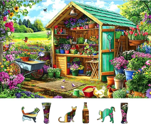 Miniatura 22 de Victorian House Sunset - Rompecabezas de 500 piezas para adultos, rompecabezas con flores de otoño y paisaje escénico, rompecabezas desafiantes Casa