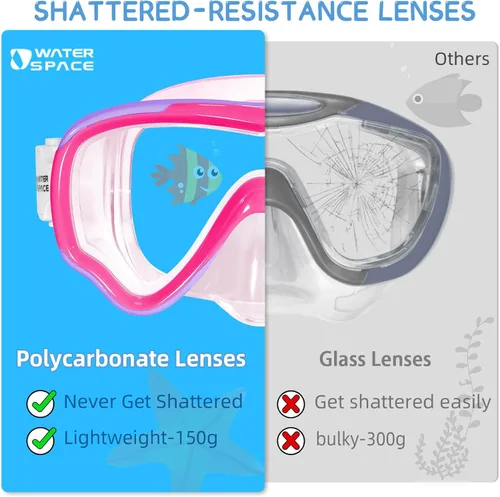 Miniatura 5 de Water Space Kids Swimming Goggles Swim Mask with Nose Cover for Kids Youth 3-15, Anti-Shattered Lens UV Protection No-leak Morado y verde