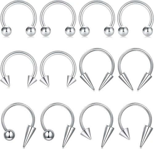 Miniatura 7 de Zolure 16g Anillos de labio de herradura, joyería labret, anillo de barra de labio, anillo de pico, joyería de mordida de serpiente, pendientes