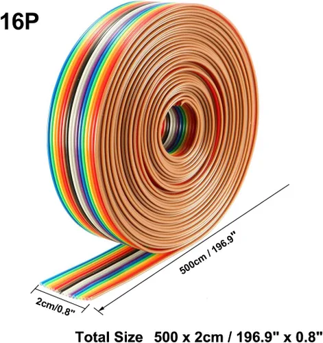Miniatura 2 de uxcell Paso plano del alambre 4.2 ft m del arco iris IDC del cable de cinta 16P 16.4 ft de largo