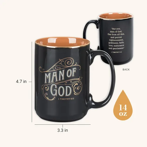 Miniatura 2 de Christian Art Gifts Taza grande de cerámica inspiradora con escritura bíblica para café y té para hombres: Versículo bíblico que anima al hombre