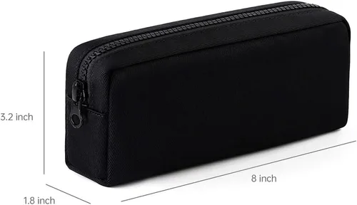 Miniatura 5 de Estuche para lápices de gran capacidad, bolsa de color puro para bolígrafos con cremallera, bolsa de almacenamiento estacionaria para oficiales Negro