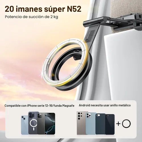 Miniatura 2 de OMOTON TP02 Trípode Giratório de 360° para MagSafe, Trípode Magnético de Aluminio Ajustable para iPhone 17/16/15/14 Pro Max Air, Soporte Plegable