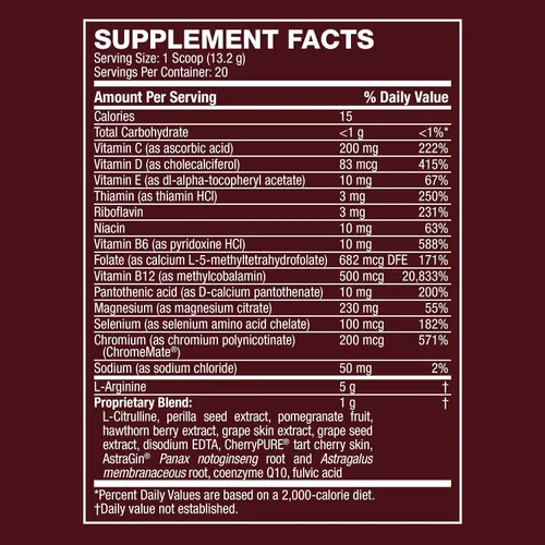 Miniatura 4 de Life's Fortune L Arginine L Citrulina Suplemento en polvo Suplemento de óxido nítrico de alta potencia con sabor a cereza natural