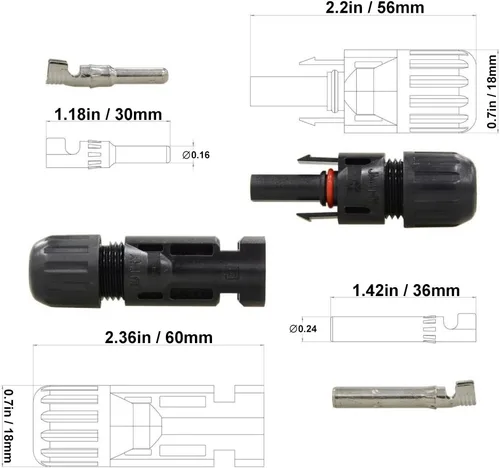 Miniatura 3 de 25 pares/50 conectores solares, conector impermeable IP67 macho y hembra (25 pares de conectores solares)