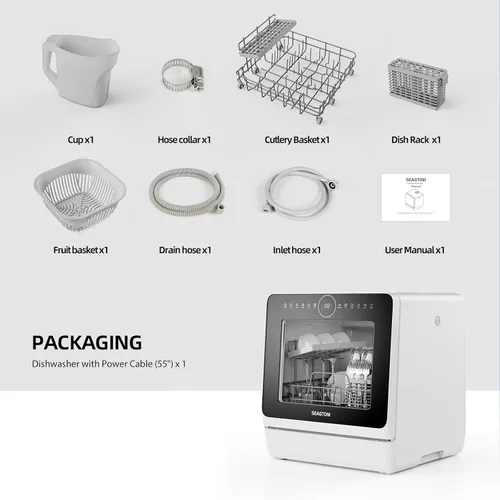 Miniatura 7 de Lavavajillas portátiles para acampar y hogar con tanque de agua de 5 litros, manguera, luz LED, 10 programas de lavado, modo de cuidado del bebé