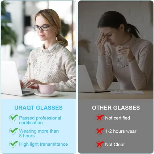 Miniatura 6 de URAQT Lentes de luz azul para mujeres y hombres, lentes de bloqueo de luz azul, lentes de lectura para computadora y juegos, lentes transparentes
