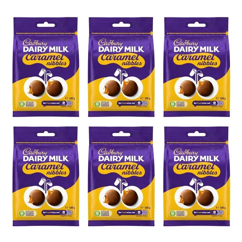 Cadbury Bocadillos de caramelo de leche láctea, 3.53 oz, paquete de 6