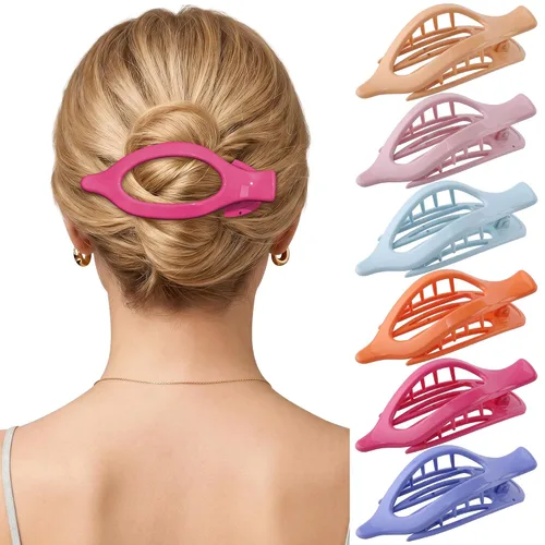 Miniatura 23 de Pinzas de pelo planas francesas para mujer, 6 pinzas planas para cabello fino y grueso, agarre fuerte, agarre antideslizante, pinzas para el cabello