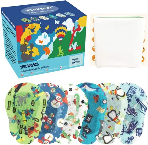 Miniatura 6 de Parches adhesivos para ojos para niños con ojo perezoso, vendajes adhesivos para ambliopía, 6 diseños divertidos para niños (tamaño regular)