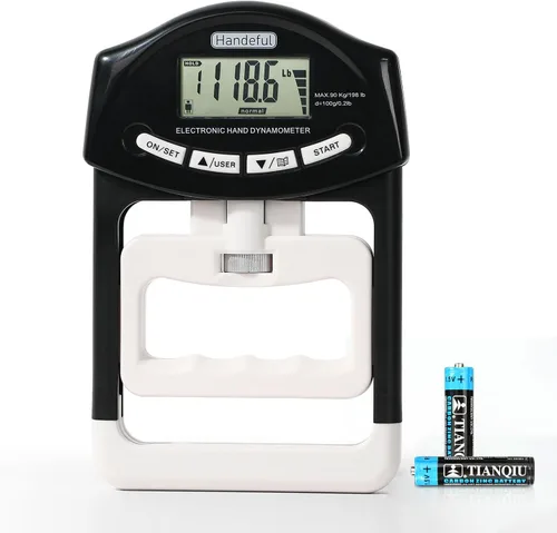 Handeful Grip Strength Tester Trainer - Dynamometer Handgrip Measurer Meter, Handheld Strengthener Exerciser for Sports, School, and Home Use Negro