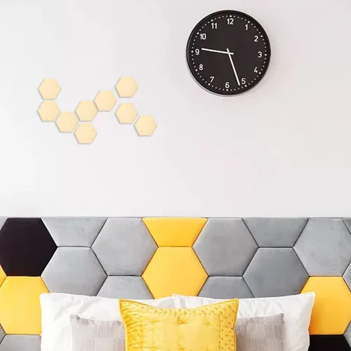 Miniatura 4 de Honbay 50 piezas de 1.57 pulgadas hexagonales en blanco sin terminar rebanadas de madera para manualidades, decoración del hogar, juegos, educación