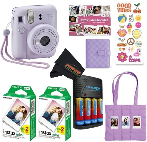 Miniatura 14 de FUJIFILM INSTAX Mini 12 Holiday Bundle 2025 con película extra Instax Mini + 4 pilas AA y paño de limpieza de microfibra Sunshine Photo