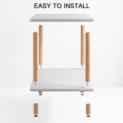 Miniatura 4 de Mesa auxiliar rectangular de varios tamaños con dos capas, espacio de almacenamiento para sala de estar, dormitorio, fácil montaje