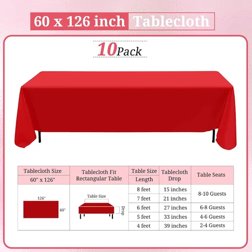 Miniatura 94 de Paquete de 10 manteles de poliéster de 60 x 102 pulgadas, manteles de poliéster beige para mesas rectangulares de 6 pies, resistentes a las manchas