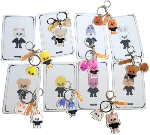KPOP Stray Skzoo - Llavero de personajes para niños y tarjetas fotográficas SKZOO