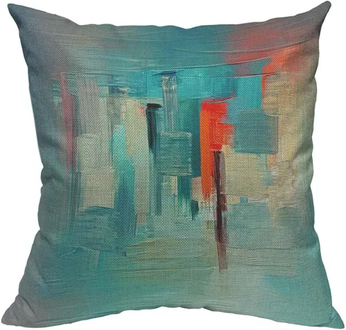 Miniatura 20 de TKS MITLAN Fundas de almohada abstractas con ondas 18 x 18 pulgadas, fundas de almohada decorativas con gradiente azul de agua de mar, ondas