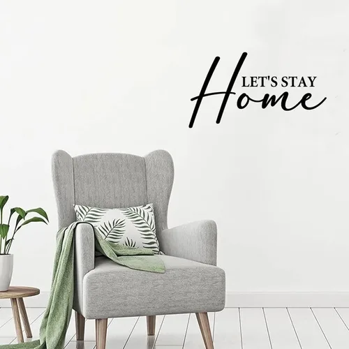 Miniatura 2 de Calcomanías de pared extraíbles con texto en inglés «Lets Stay House» – Adhesivos de pared extraíbles con citas inspiradoras, decoración de pared
