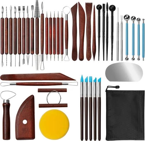 Miniatura 15 de Amrules Kit de herramientas de arcilla, 43 herramientas de cerámica, práctico kit de herramientas de escultura de arcilla polimérica, juego