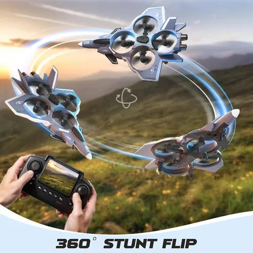 Miniatura 4 de Snugzy Avión RC con cámara, control remoto sin escobillas con pantalla de 360° Flip Fighter Jet Toy para niños de 8 a 16 años, juguetes de avión