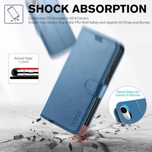 Miniatura 6 de TUCCH Funda tipo cartera para iPhone XR, piel sintética con función atril, carga inalámbrica [carcasa de TPU a prueba de golpes] con bloqueo RFID