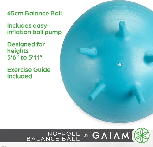 Miniatura 5 de Gaiam - Silla de bola de equilibrio, silla de oficina ergonómica sin rollo y silla de bola de yoga para escritorio de oficina en casa con guía