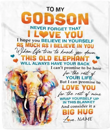 Miniatura 24 de Manta personalizada con texto en inglés «To My Godson», de Godmother Godmother Wolf Moon, My Love for You is Forever Godson Birthday Christmas