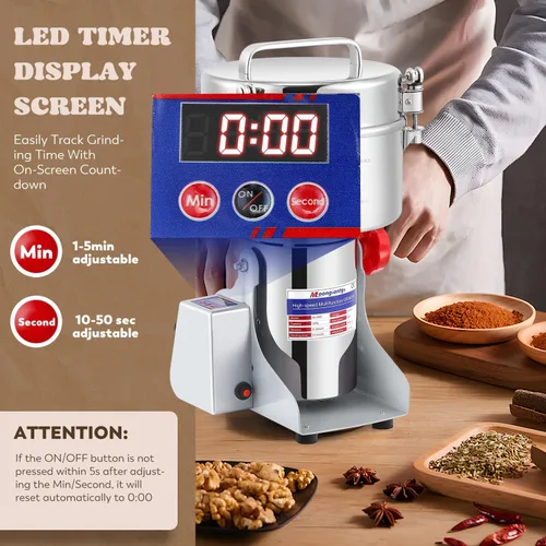 Miniatura 2 de Moongiantgo Molino de grano digital LED de 88.18 oz, molinillo eléctrico de especias – Pulverizador de acero inoxidable de alta velocidad