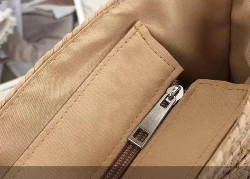 Miniatura 4 de Bolsa de playa de verano para mujer, hecha a mano, grande, de paja, bolso de mano para mujer