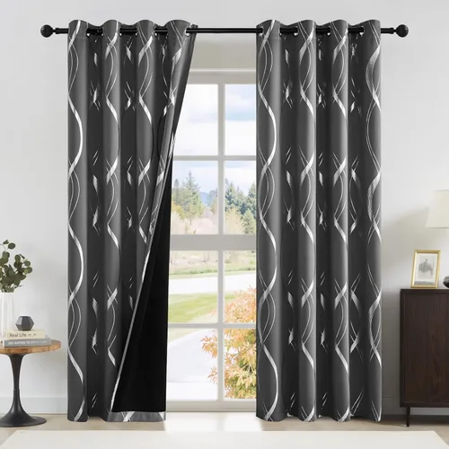 Miniatura 137 de NICETOWN Paneles de Cortinas Opacas para Dormitorio - Tratamiento de Ventanas con Aislamiento Térmico, Ojales Sólidos, Cortinas Opacas con Diseño
