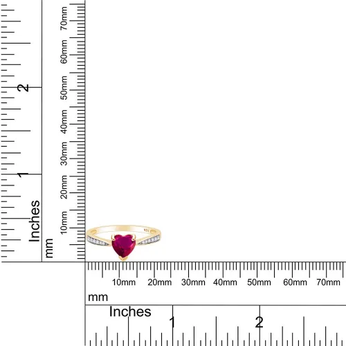 Miniatura 6 de AFFY Anillo de compromiso con corazón solitario de oro amarillo de 14 quilates sobre plata de ley