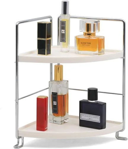 Miniatura 11 de Organizador de encimera de baño de 2 niveles, bandeja de tocador para cosméticos y maquillaje, estante de especias de cocina, estante de pie, Oro