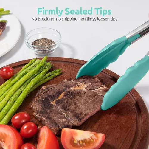 Miniatura 9 de Pinzas de cocina resistentes al calor de 600ºF: pinza de cocina de silicona U-Taste de 9 pulgadas con puntas de goma antiadherentes selladas firmes