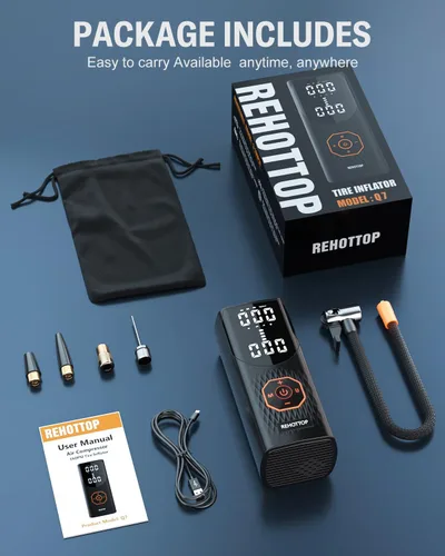 Miniatura 8 de Inflador de neumáticos, compresor de aire portátil, bomba de aire de 160 PSI para neumáticos de automóvil con medidor de presión digital, luz LED e