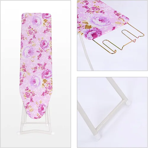 Miniatura 3 de Tabla de planchar, tabla de planchar plegable de tamaño matrimonial con altura ajustable, superficie extra ancha con patrón floral, construcción