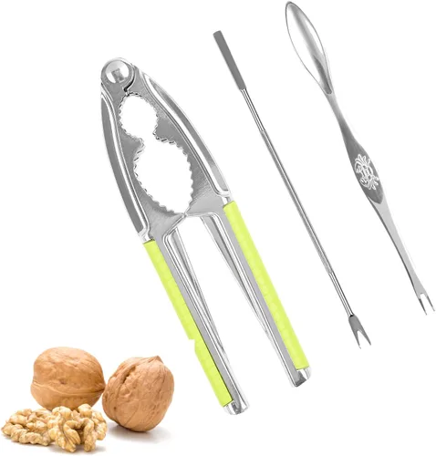 Miniatura 10 de Nut Crackers - Galletas de nuez de alta resistencia con 2 tenedores/púas de acero inoxidable para mariscos, cascanueces con mango antideslizante