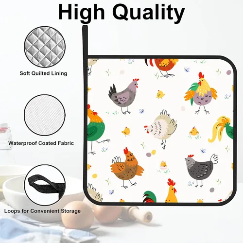 Miniatura 3 de Juego de 2 soportes para ollas de gallo de dibujos animados, resistentes al calor y antideslizantes, almohadillas calientes para horno de pollo