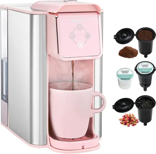 Miniatura 11 de Mecity Cafetera 3 en 1 máquina de café de una sola porción, compatible con cápsulas K Cup, cafetera de café instantáneo, tetera, taza de 6,8,10