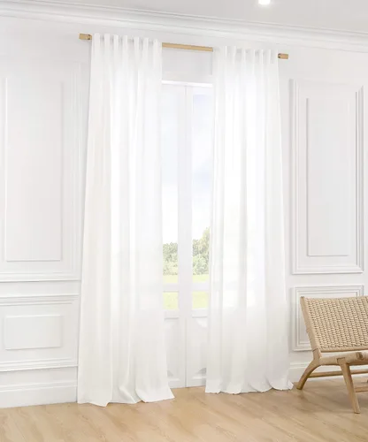 Miniatura 8 de ATLINIA Cortina transparente 100% de lino, panel blanco, 1 panel de lino natural transparente para dormitorio, sala de estar, cortina de luz