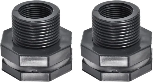 M METERXITY Paquete de 2 accesorios de mamparo de PVC – Conector de tanque de agua de doble rosca, con junta de silicona, para acuarios, (G3/4