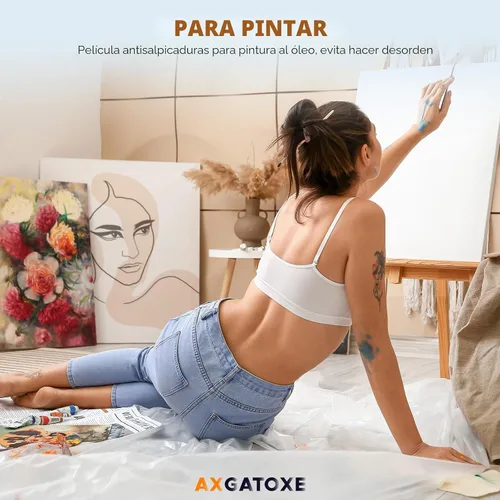 Miniatura 4 de Paños de plástico de 12 x 9 pies (paquete de 6) – Láminas y lonas desechables para pintar, muebles impermeables, sofá/protección del suelo