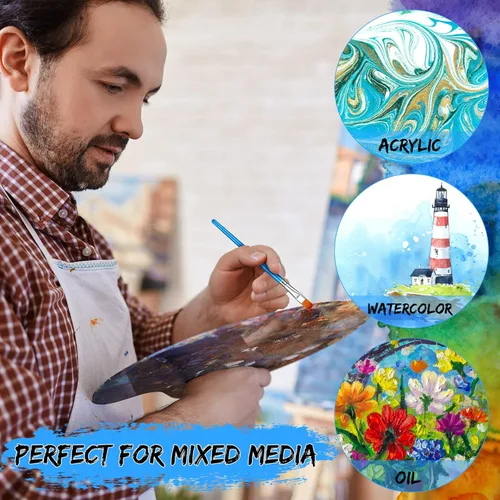 Miniatura 5 de 120 pinceles planos para pintura acrílica, pinceles de pintura sintética grandes a granel con mango de madera para acuarela, óleo, manualidades
