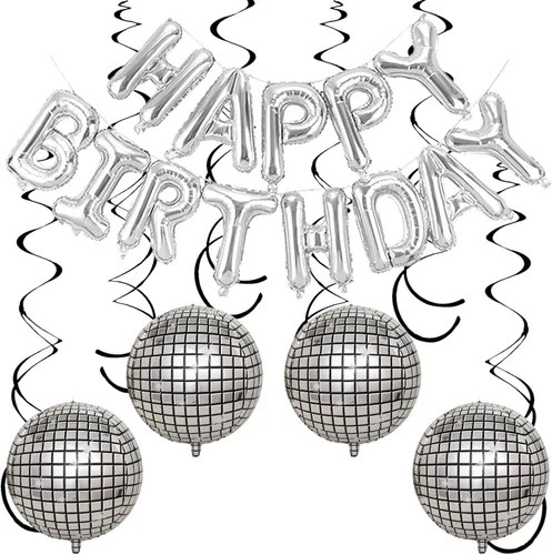 Miniatura 7 de FBQ Kit de arco de globos de discoteca 4D, globos de aluminio de disco de los años 70, 80, 90, fiesta de discoteca, aniversario, decoración