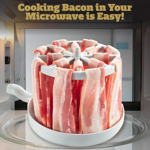 Miniatura 2 de Bacon Wizard - Cocina para microondas y tocino – Cocina hasta 1 libra de tiras a la vez – Crujiente y uniformemente cocinado en minutos – Bandeja