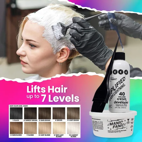 Miniatura 5 de MANIC PANIC Flash Lightning - Kit de Decoloración Súper Fuerte - Revelador de 40 Volúmenes + Polvo Decolorante - Aclarador de Cabello para Cabello