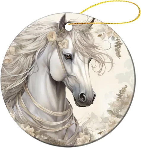 Miniatura 14 de Adorno navideño de caballos de granja, regalo para amantes de los caballos, de porcelana de doble cara, adorno de 3 pulgadas para árbol de Navidad