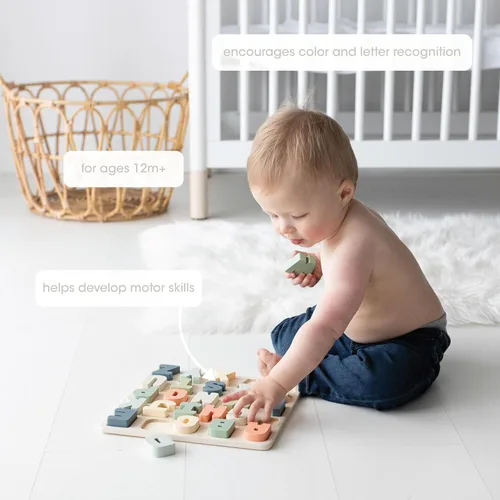 Miniatura 3 de Pearhead Rompecabezas de madera del alfabeto, juguete de aprendizaje ABC para niños pequeños, tablero de rompecabezas educativo Montessori